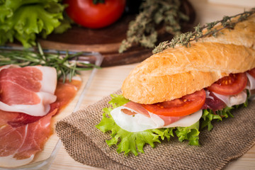 sandwich from fresh baguette