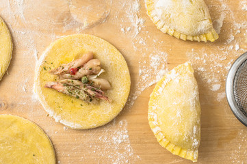 Ravioli with chicken