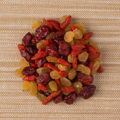 Circle of mixed dried fruits