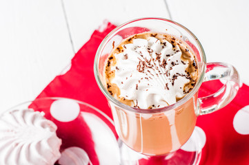 good morning with dessert in a glass on white background