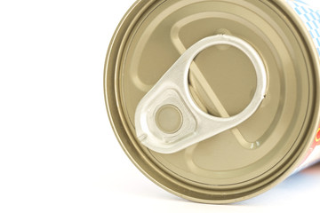 Aluminum canned food isolated on white background