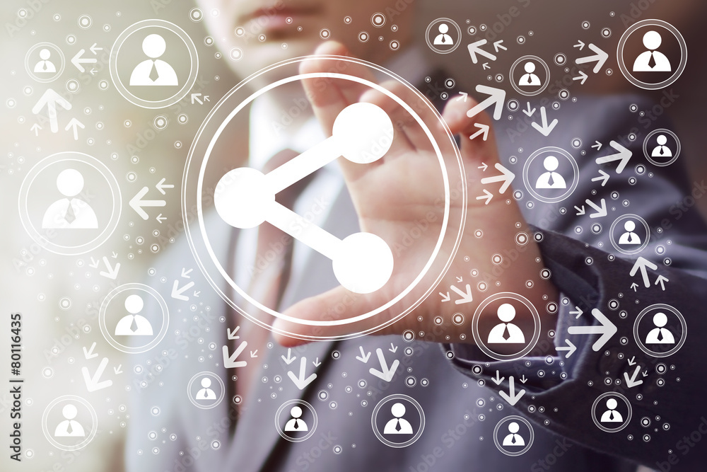 Poster business button share communication icon web sign.