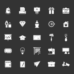 Art and creation icons on gray background