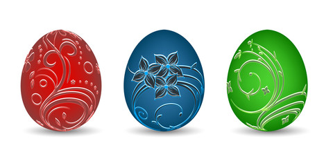Painted eggs on a white background, vector illustration