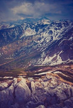Vintage photo of Tatra mountains landscape