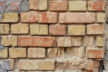 The wall of the old red brick