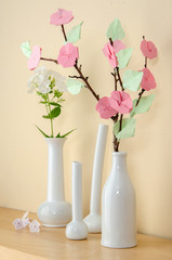 Sakura origami vase