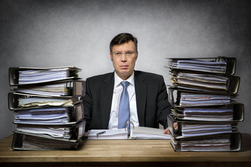 Overworked depressed businessman