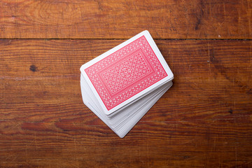 palying cards on wooden table