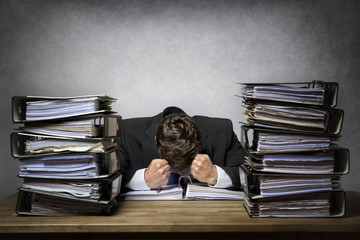 Overworked frustrated businessman