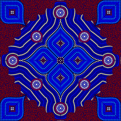 An illustration based on aboriginal style of dot painting depict