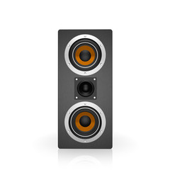Fototapeta premium Black Tall Loudspeaker, isolated on a white background