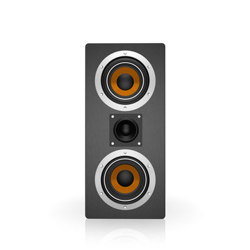 Black Tall Loudspeaker, isolated on a white background