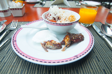 Boiled rice and many topping