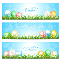 Easter cards with colorful eggs