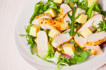 salad with chicken breast and cheese