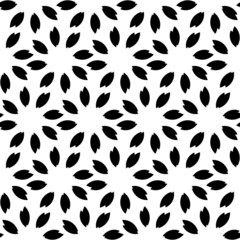 Black and white seamless pattern with flower style.