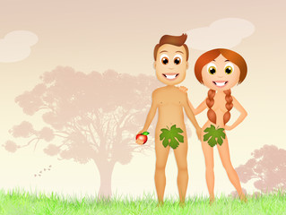 Obraz na płótnie Canvas Adam and Eve in the Garden of Eden