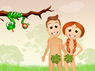 Obraz na płótnie Canvas funny Adam and Eve