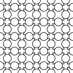 Black and white geometric seamless pattern with line and circle.