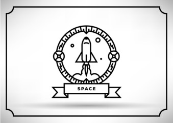 Spaceship Vector Icon, Linear Design