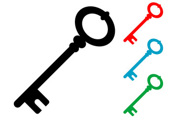 Pictograma llave antigua en varios colores