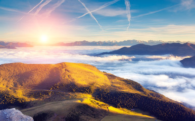 Amazing sunset in the mountains