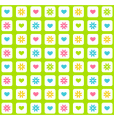 Seamless bright fun spring green abstract pattern with flowers
