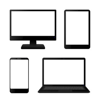 monitor, tablet, smartphone, laptop SET - leer weiß