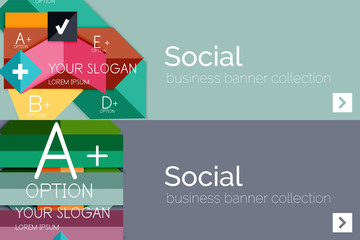 Flat design paper infographic banner set