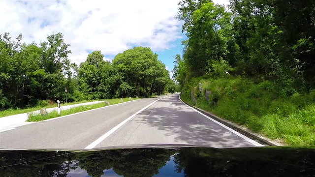 Mountain road bonnet view near Rabac, Croatia