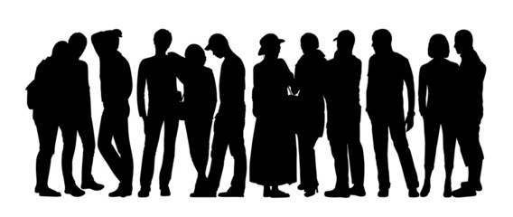 large group of people silhouettes set 8