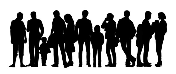 large group of people silhouettes set 6