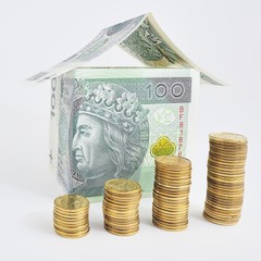money polish house with coins