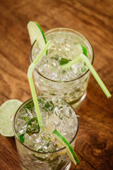 Mint and lime refreshing summer cocktails