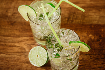 Mint and lime refreshing summer cocktails