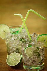 Mint and lime refreshing summer cocktails