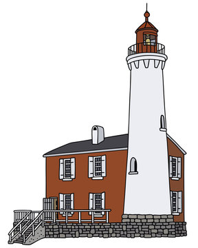 Hand drawing of an old lighthouse