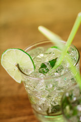 Mint and lime refreshing summer cocktails