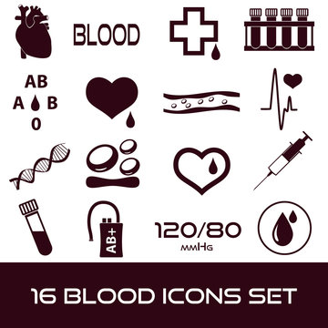 16 simple blood vector icons set eps10