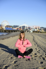 Fototapeta na wymiar yoga on the beach