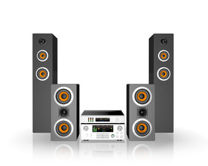 Home cinema speaker system. Loudspeakers, player and receiver