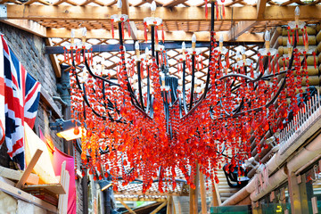 Red crystals chandelier