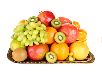 Assortment of fruits isolated on white