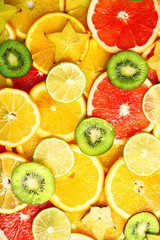Fototapeta na wymiar Sliced fruits background