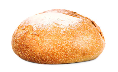 Loaf of fresh bread isolated on white