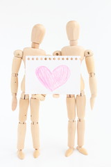 デッサン人形とスケッチブック　ハート