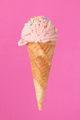 Strawberry ice cream with topics