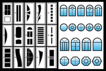Set of vector modern doors and windows
