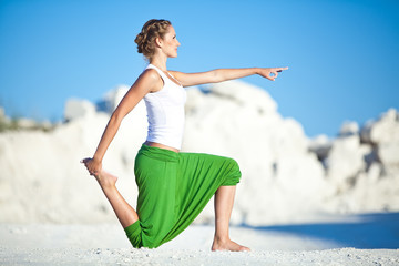 Yoga woman on nature